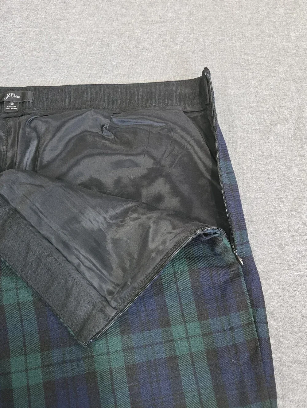 J.Crew Martie Black Watch Green & Blue Plaid Trousers, Slim Crop - Size 12